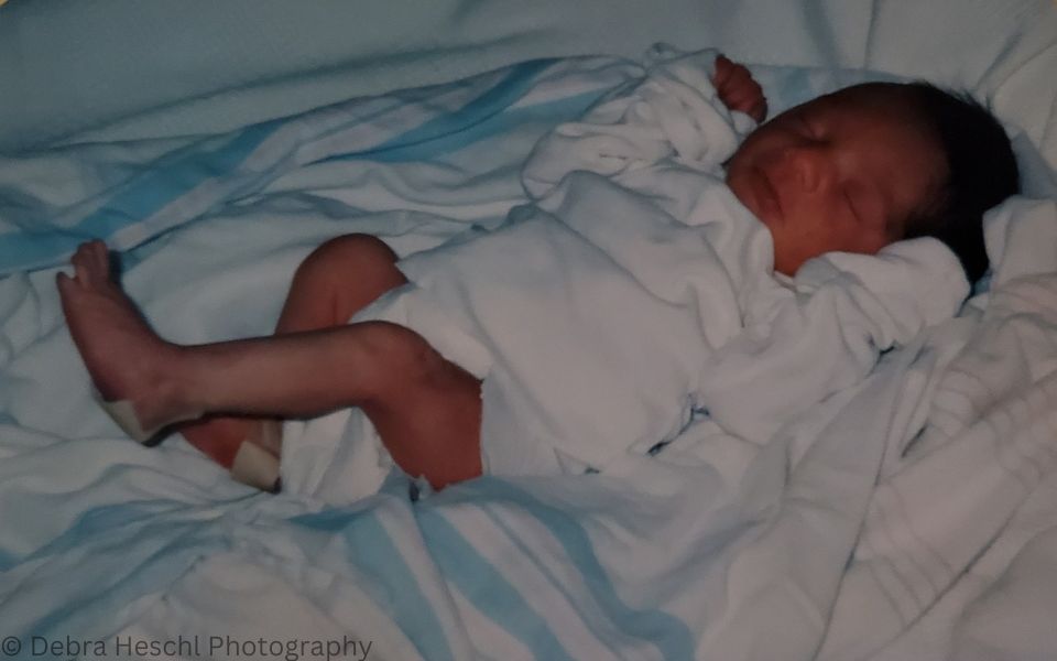 An Open Birthday Post to Our Grandson RJ, a photo of a newborn baby just born within  couple of hours.