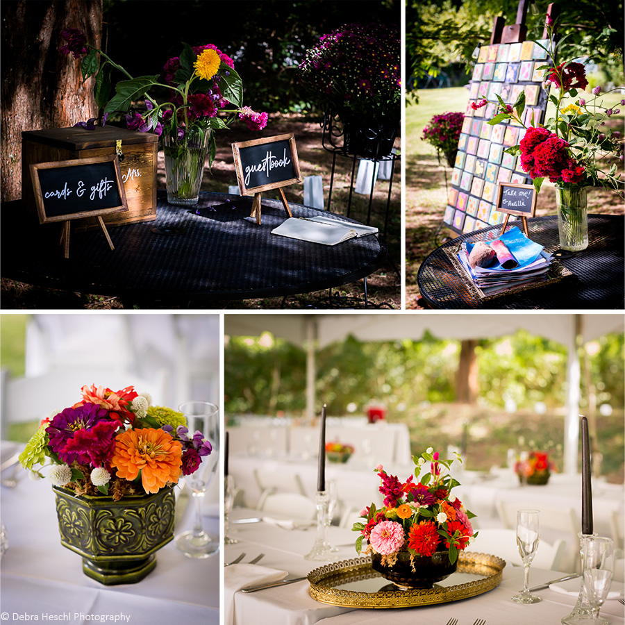 Margaux & Massimo-Wedding Details created by the bride using flowers from her garden.