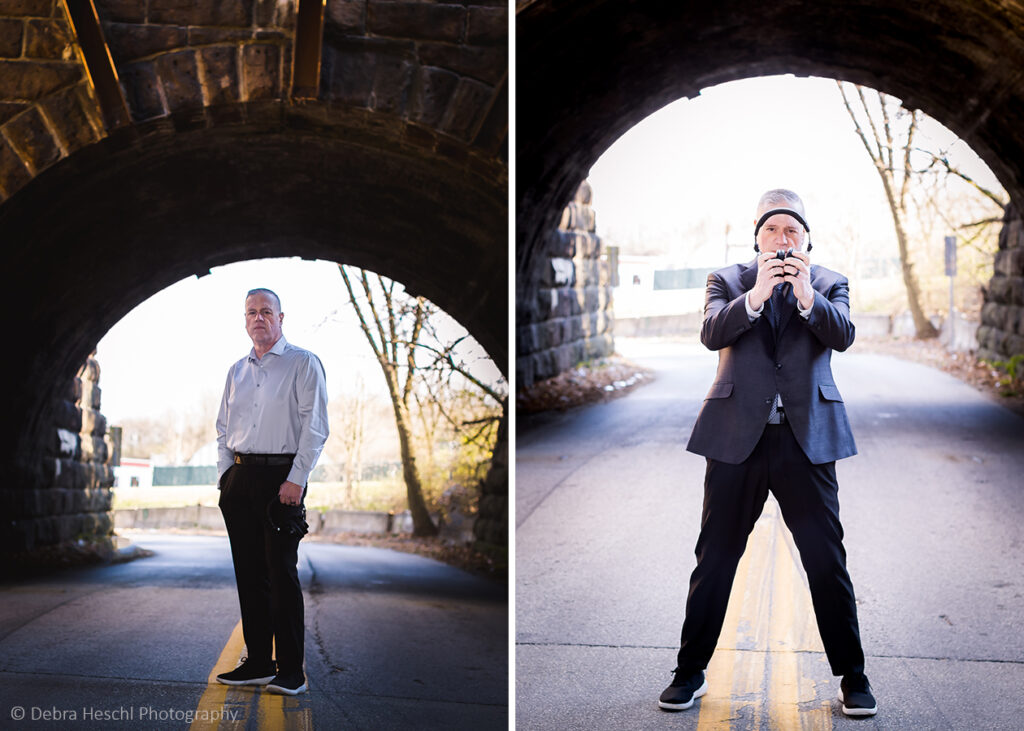 Bridgeport, Pa Photographer capturing Chris of 911 Sound Pros at the Bridgeport Bridge.