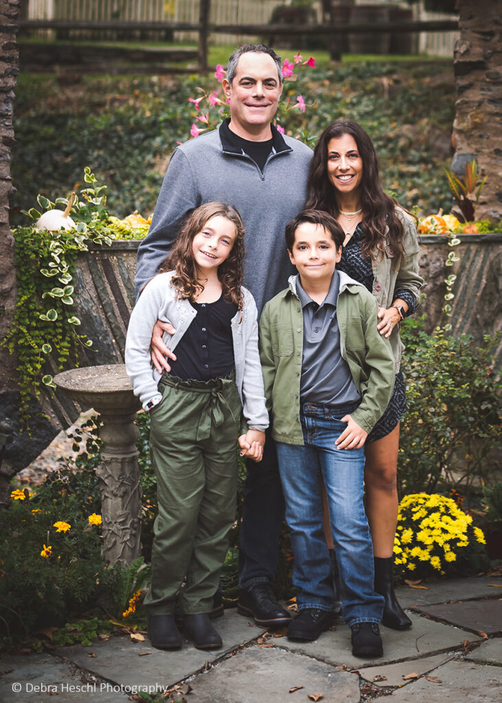 Family portrait captured by a Bryn Mawr PA family photographer at Harriton House during a fall session.